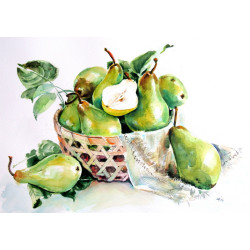 Still life with green pears