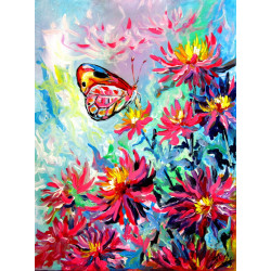 Dahlia flowers with butterfly