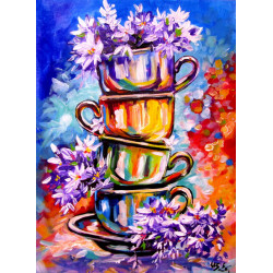 Cups with flowers